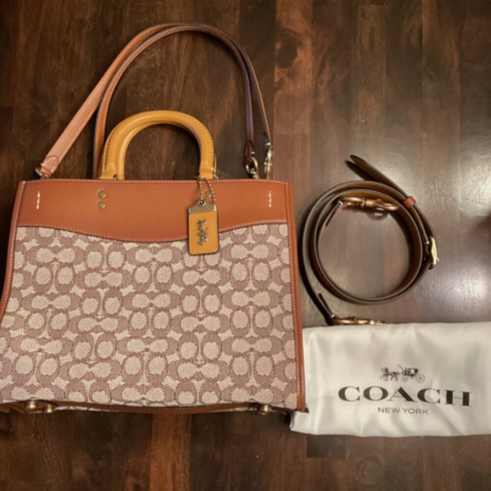 COACH ROGUE 30 in signature jacquard fabric (tan/brown) *like new condition*